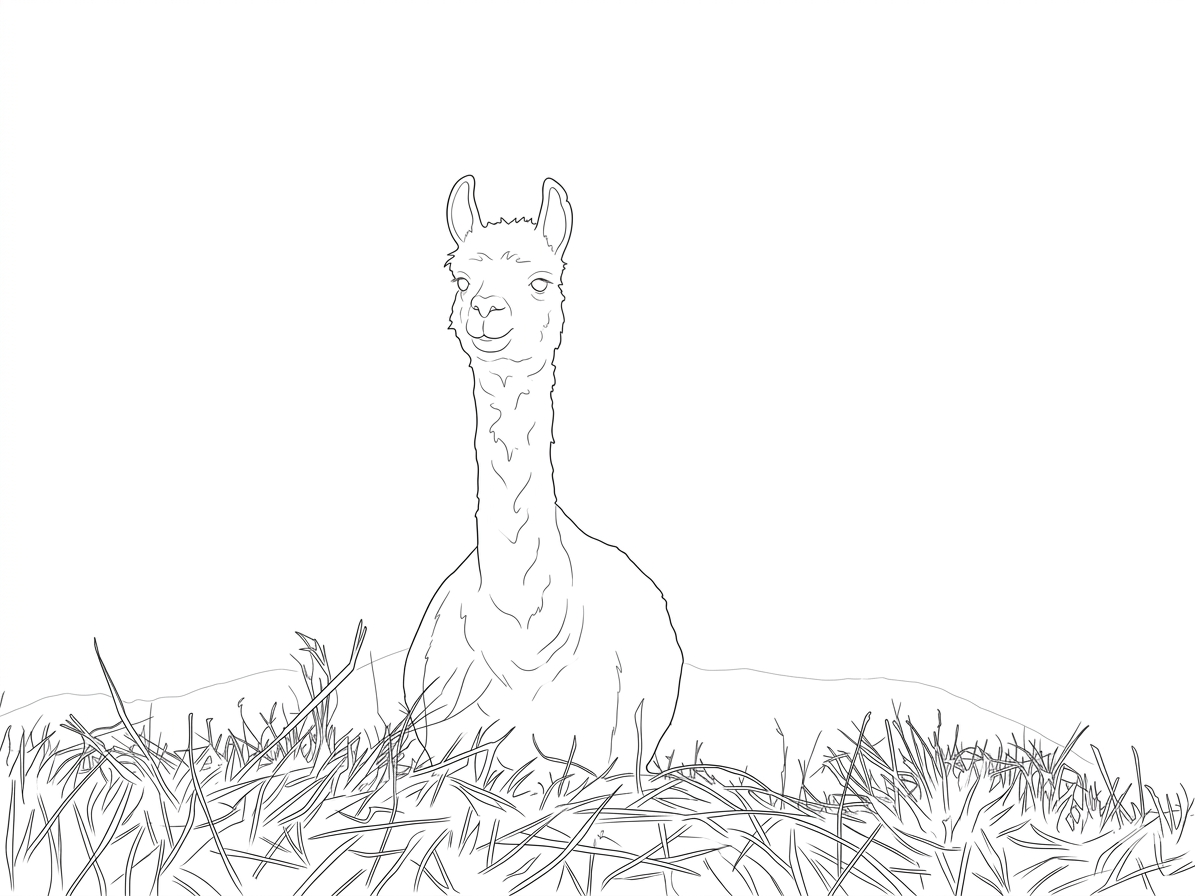 Llama sitting in grass